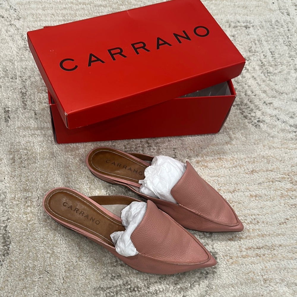 Carrano Pink Leather Mules